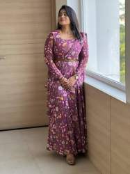 Beautiful Georgette Print Gown With Dupatta