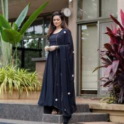 BLACK GOWN DUPATTA SET