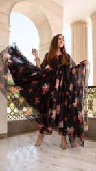  Black rose maxy gown with Dupatta