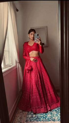  BRIDAL WEAR GEORGETTE LEHENGAS WITH WORK DUPATTA