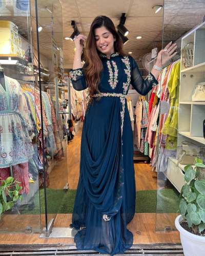 EMBROIDERED GEORGETTE GOWN 