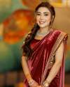 NEW DESIGNER PARTY WEAR MAROON VELVET SAREE  thumb 2