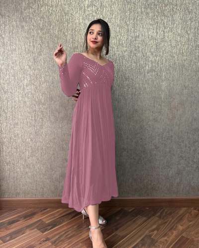 NEW HEAVY FOX GEORGETTE GOWNS*LEMON* 