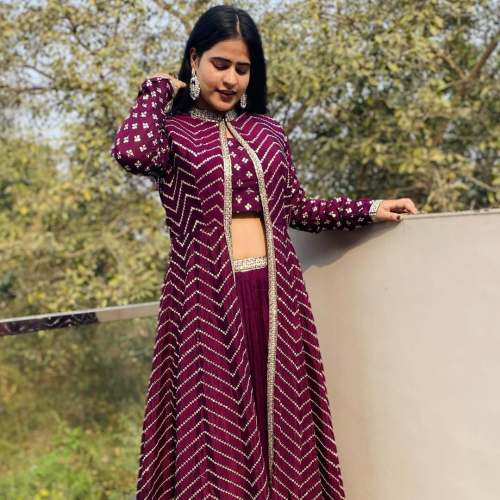 Stitched Designer Skirt With Crop Top And Dupatta party wear Lehenga at Rs  1399 in Surat