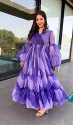  Ribbon Work Gown withï»¿ï»¿ Fancy Sleeveï»¿ 