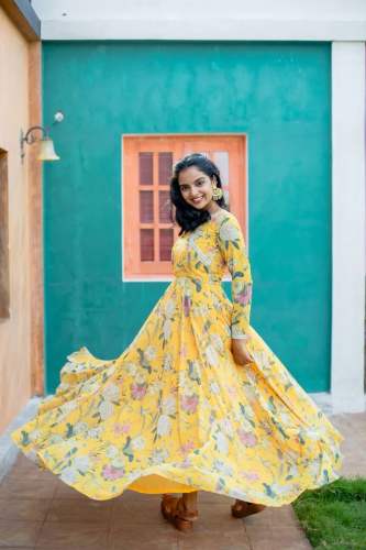 Yellow Floral anarkali