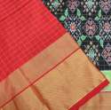 Black and Red Checked Ikat Silk Saree thumb 2