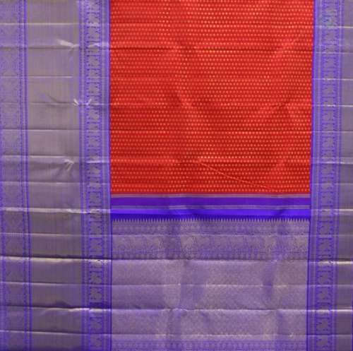 Opulent Red and Blue Kanchivaram Silk Saree