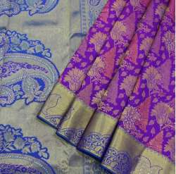 Purple and Blue Stonework Saree