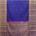 Royal Blue Checked Kanjivaram Silk Saree thumb 1