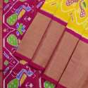 Yellow and Pink Ikat Silk Saree