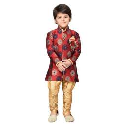Kids Maroon Sherwani