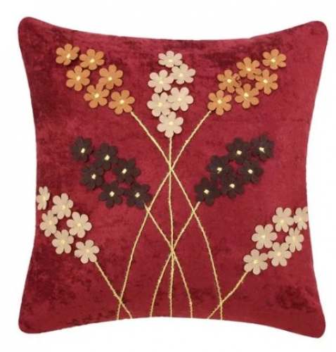Embroidery Velvet Square Cushion Cover by desi kapda