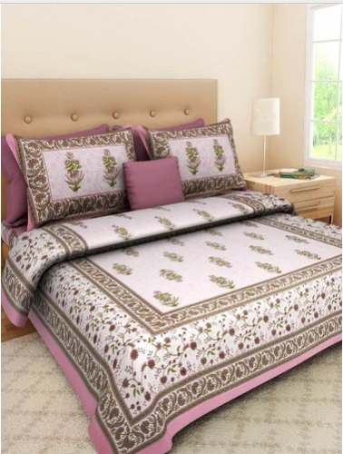 Jaipuri Printed Cotton Floral Bed Sheet by desi kapda