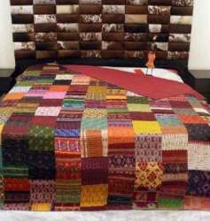 Kantha Double Embroidered Cotton Bed Sheet 