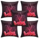 Red And Black Printed Satin Love Cushion Covers 