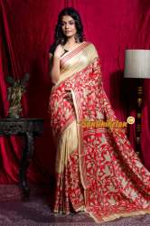Flower Print Kantha Saree 