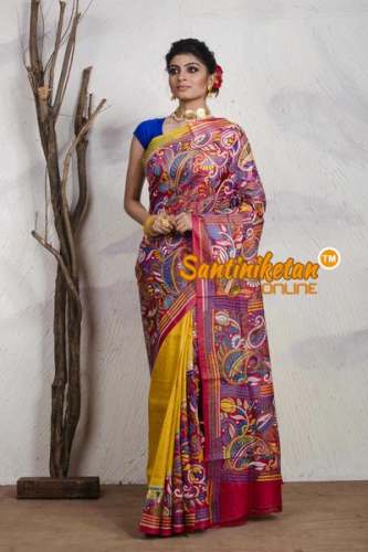 Pure Kantha stitch Tussar Saree