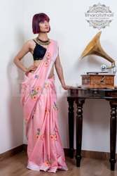 Embroidered Linen Saree