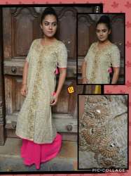 Embroidery dress with palazzo 