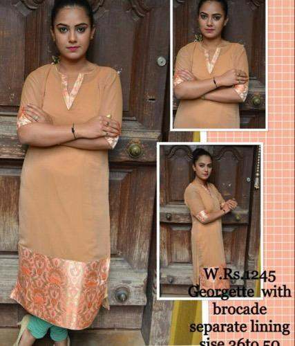 Georgette kurti with brocade border