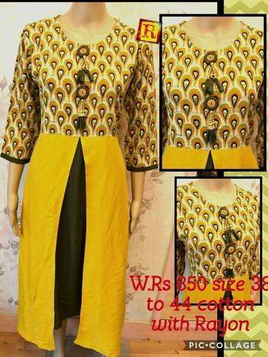 tail cut kurtis with fancy button