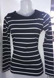 Black and white Striped Designer Lycra Top 
