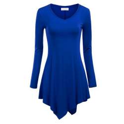Plain Blue Long Line Western Top 
