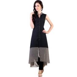 Stylish Black Plain Front Slit Kurti 
