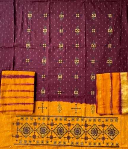 Cotton Embroidery Golden Daman Unstitched Suit by Shiriji Emporium