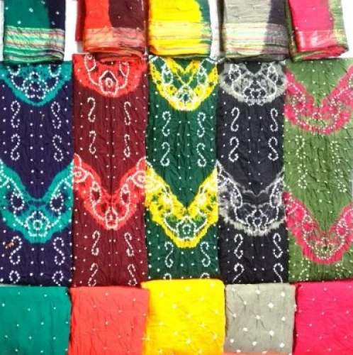 Traditional Cotton Satin Bandhani Dress Material