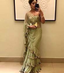 Party wear Embroidered Frill Lehenga Saree 