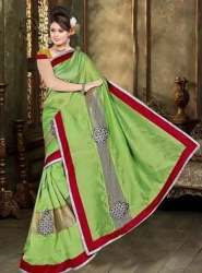 New Collection Green Party Wear Cotton Saree