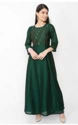 Brass Badge Designer Gown type Silk Kurtis 