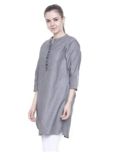 Fancy Grey Plain Denim Kurtis 