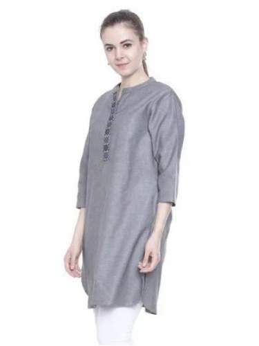 Fancy Grey Plain Denim Kurtis  by Kushi Enterprises