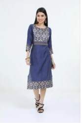 Party Wear Regular Wear Slub Silk Kurtis 