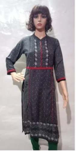Printed  3/4th Sleeve Straight Rayon Ladies Kurti