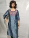 Straight Slub Silk Cotton Kurti thumb 2