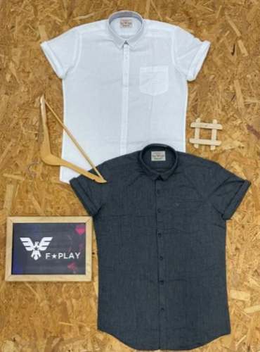 White And Black Men Pure Linen Shirts