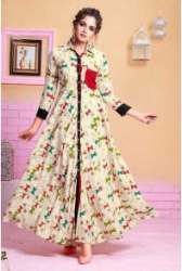 Designer Cream color Long Kurti