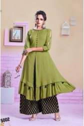 Designer Green Plazo Kurti set