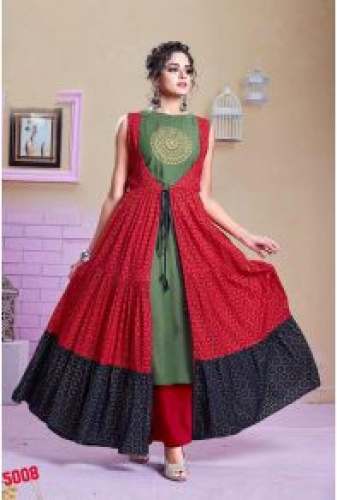 Fancy Anarkali Red Kurti by LKFABKART