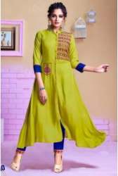 Stylish Parrote Color Fancy Kurti