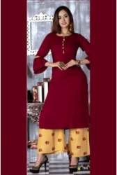 Stylish Plain Kurti with Palazzo