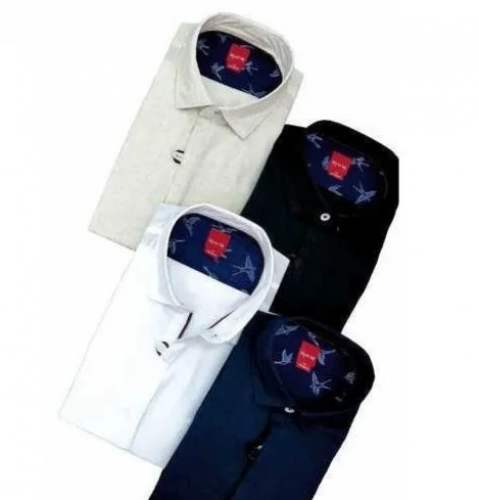 Men Collar Neck Linen Shirt by Menz O Clothing