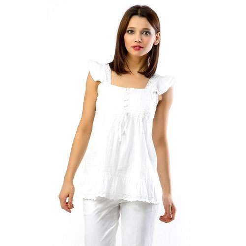 Ladies Fancy White Top 