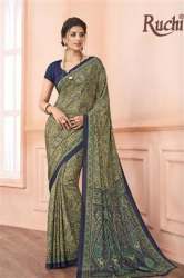 Green printed Crepe saree