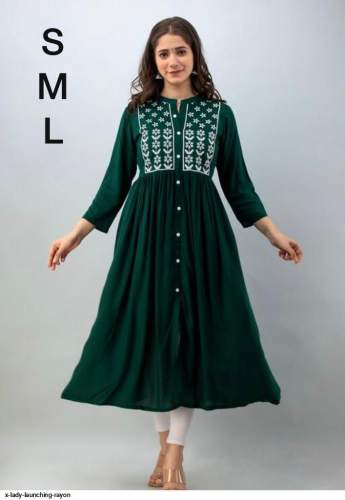  X LADY Rayon Embroidered Kurti