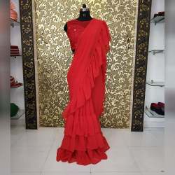 -AB-199 red ruffle saree